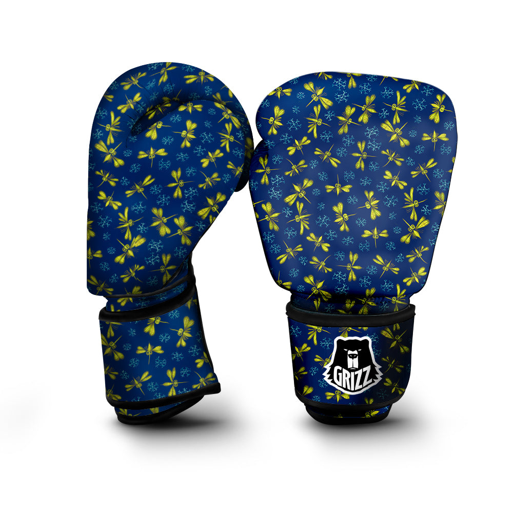 Blue And Yellow Mosquito Flying Print Pattern Boxing Gloves-grizzshop