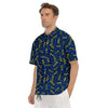 Blue And Yellow Mosquito Flying Print Pattern Men's Short Sleeve Shirts-grizzshop