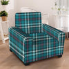 Blue Aqua Plaid Tartan Armchair Cover-grizzshop