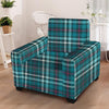 Blue Aqua Plaid Tartan Armchair Cover-grizzshop