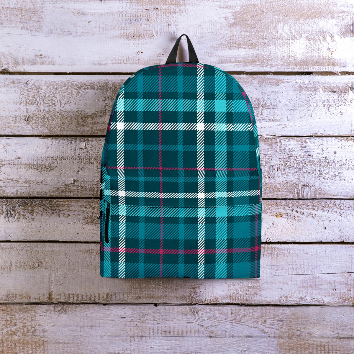 Blue Aqua Plaid Tartan Backpack-grizzshop