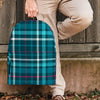 Blue Aqua Plaid Tartan Backpack-grizzshop