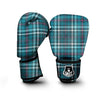 Blue Aqua Plaid Tartan Boxing Gloves-grizzshop