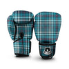 Blue Aqua Plaid Tartan Boxing Gloves-grizzshop