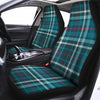 Blue Aqua Plaid Tartan Car Seat Covers-grizzshop