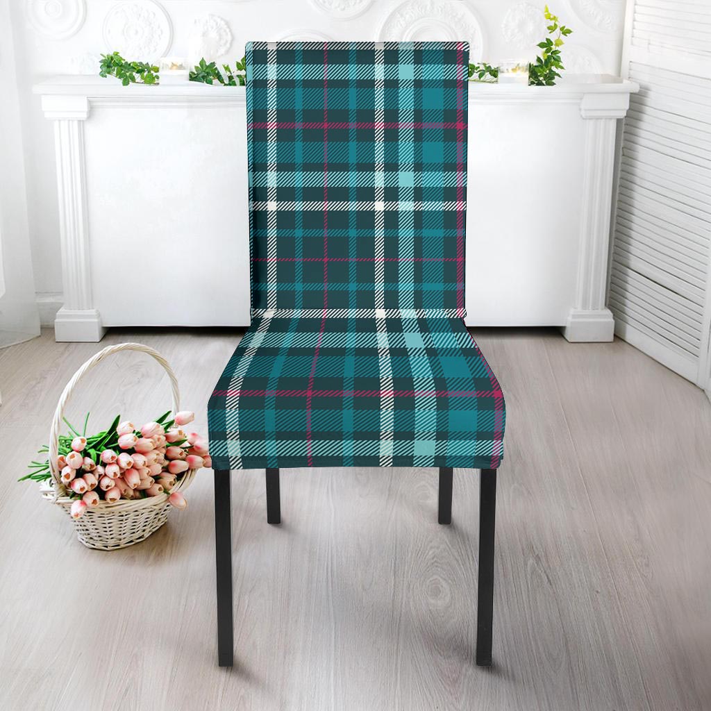 Blue Aqua Plaid Tartan Chair Cover-grizzshop