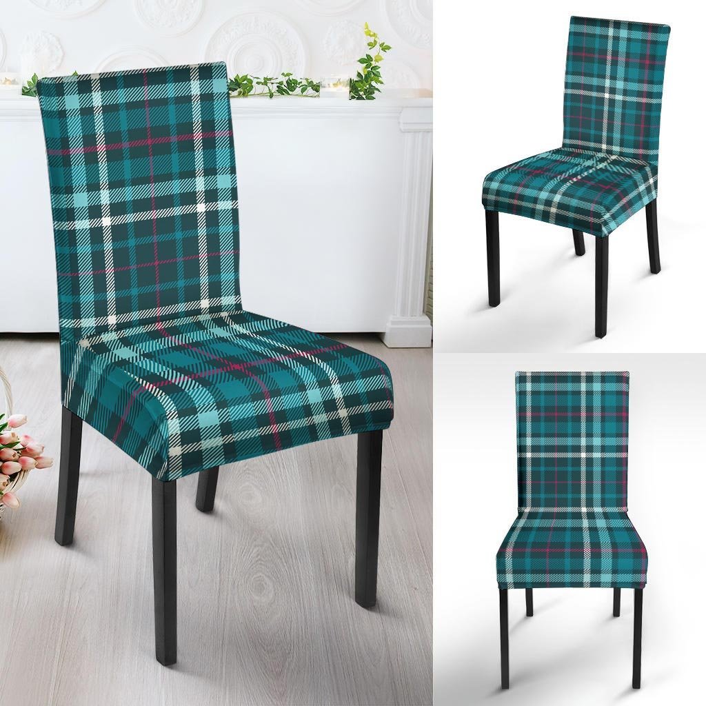 Blue Aqua Plaid Tartan Chair Cover-grizzshop