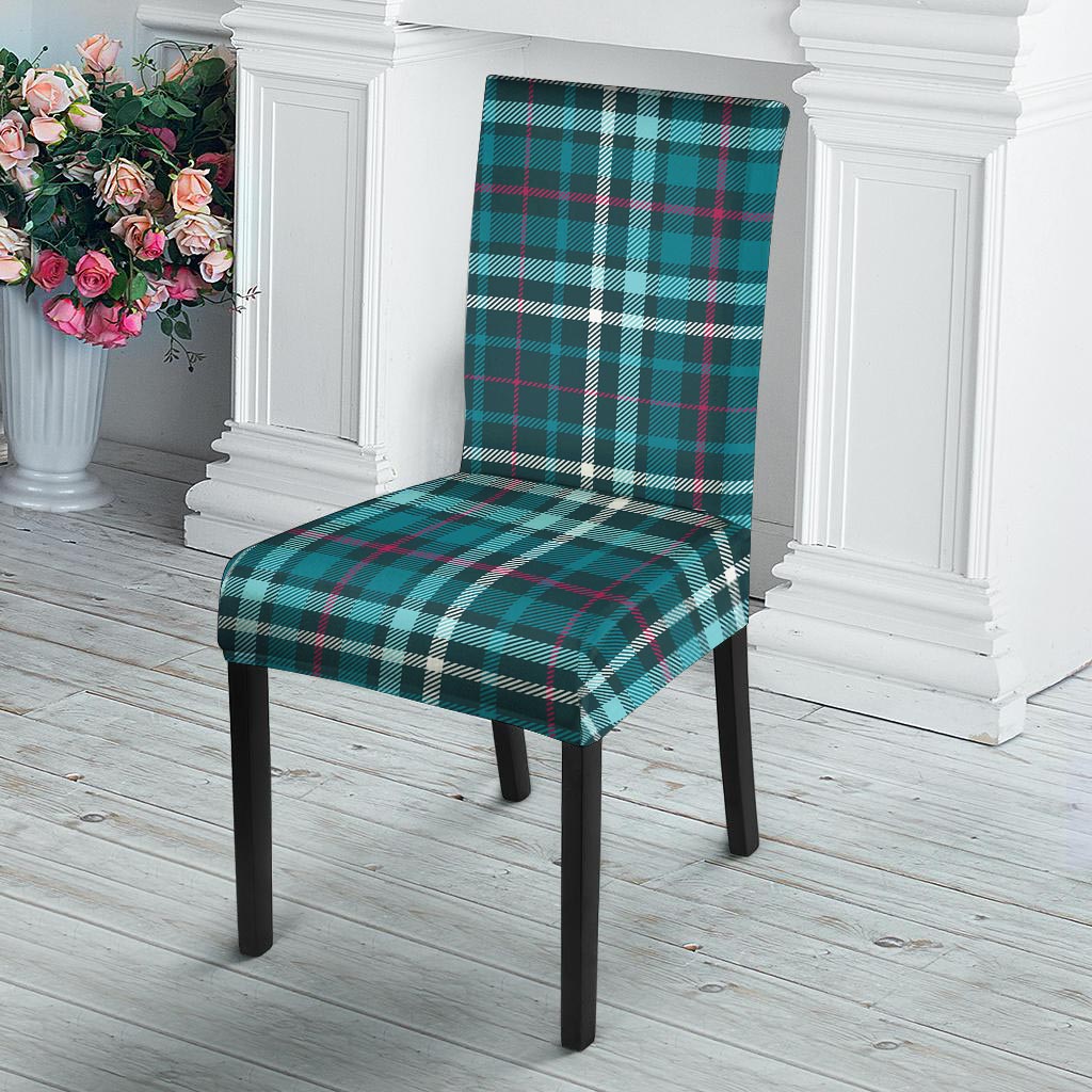 Blue Aqua Plaid Tartan Chair Cover-grizzshop