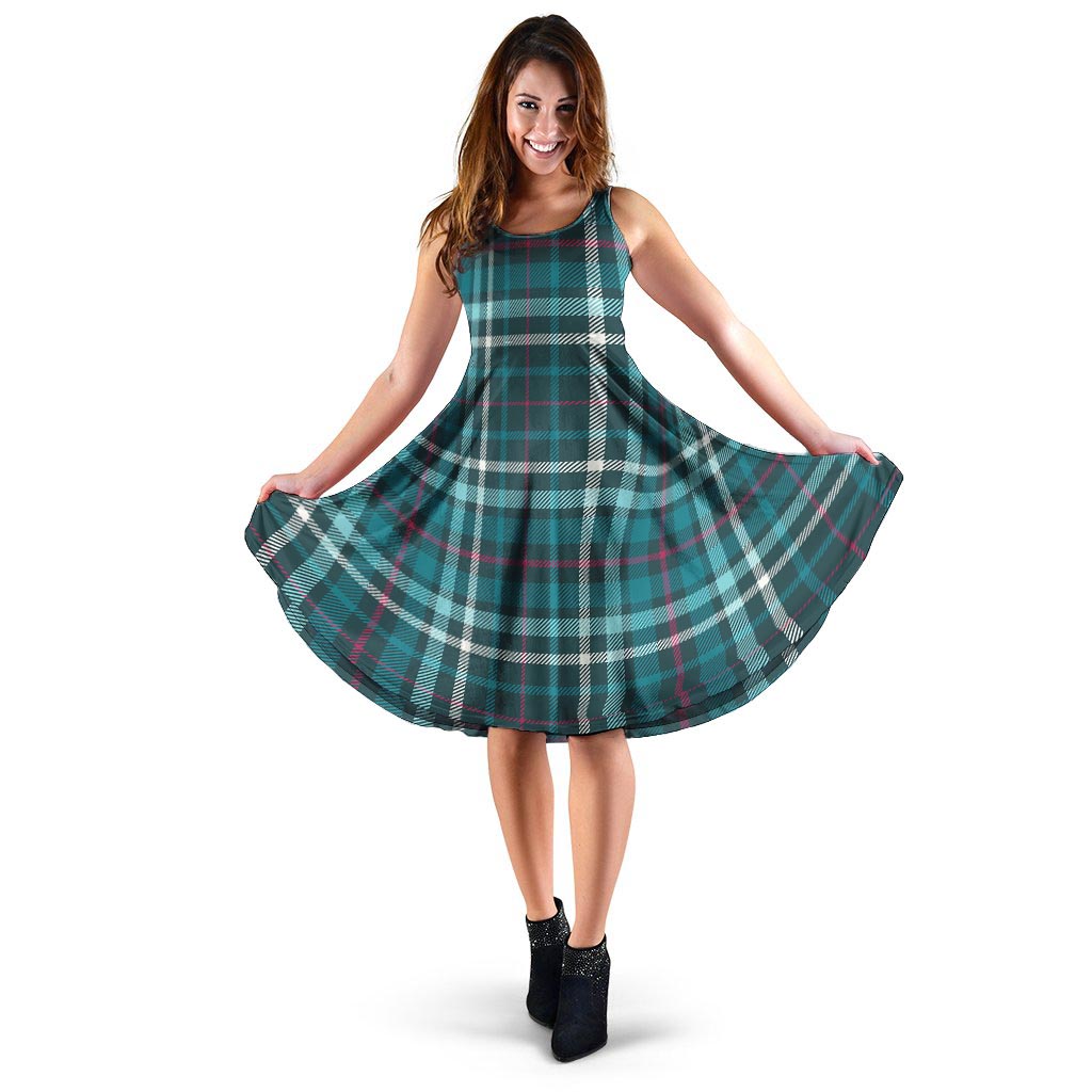 Blue Aqua Plaid Tartan Dress-grizzshop