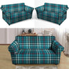 Blue Aqua Plaid Tartan Loveseat Cover-grizzshop