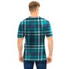 Blue Aqua Plaid Tartan Men T Shirt-grizzshop