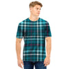 Blue Aqua Plaid Tartan Men T Shirt-grizzshop