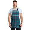 Blue Aqua Plaid Tartan Men's Apron-grizzshop