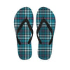 Blue Aqua Plaid Tartan Men's Flip Flops-grizzshop