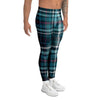 Blue Aqua Plaid Tartan Men's Leggings-grizzshop