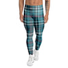 Blue Aqua Plaid Tartan Men's Leggings-grizzshop