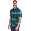 Blue Aqua Plaid Tartan Men's Short Sleeve Shirt-grizzshop