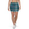 Blue Aqua Plaid Tartan Mini Skirt-grizzshop