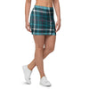 Blue Aqua Plaid Tartan Mini Skirt-grizzshop