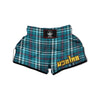 Blue Aqua Plaid Tartan Muay Thai Boxing Shorts-grizzshop