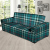 Blue Aqua Plaid Tartan Sofa Cover-grizzshop