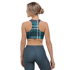 Blue Aqua Plaid Tartan Sports Bra-grizzshop