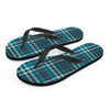 Blue Aqua Plaid Tartan Women's Flip Flops-grizzshop