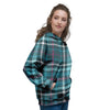 Blue Aqua Plaid Tartan Women's Hoodie-grizzshop