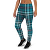 Blue Aqua Plaid Tartan Women's Joggers-grizzshop