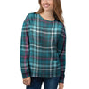 Blue Aqua Plaid Tartan Women's Sweatshirt-grizzshop