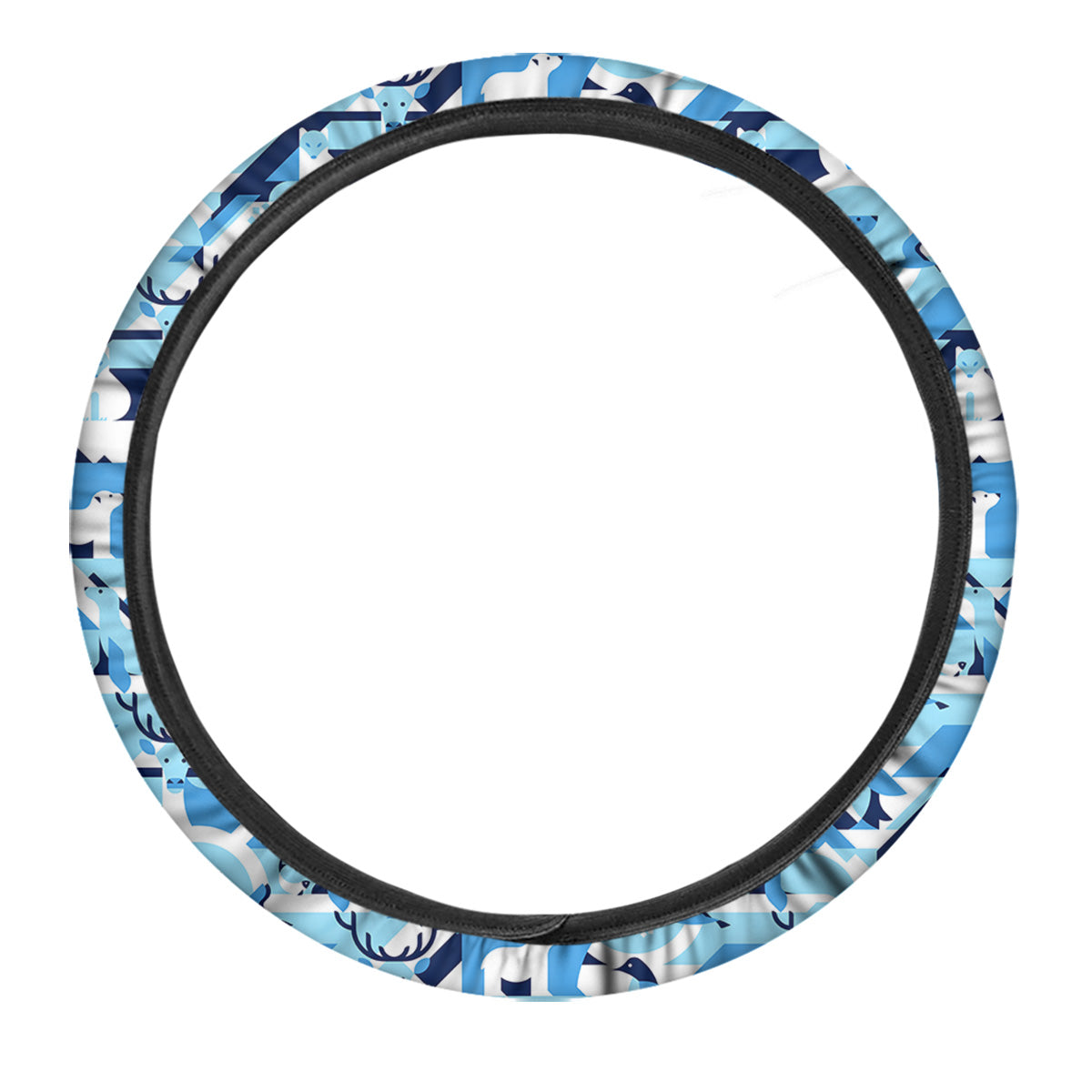 Blue Arctic Animals Print Pattern Car Steering Wheel Cover-grizzshop
