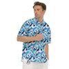 Blue Arctic Animals Print Pattern Men's Short Sleeve Shirts-grizzshop