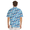 Blue Arctic Animals Print Pattern Men's Short Sleeve Shirts-grizzshop