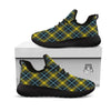 Blue Argyle And Black Yellow Print Pattern Black Athletic Shoes-grizzshop