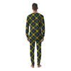 Blue Argyle And Black Yellow Print Pattern Men's Pajamas-grizzshop