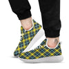 Blue Argyle And Black Yellow Print Pattern White Athletic Shoes-grizzshop