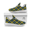 Blue Argyle And Black Yellow Print Pattern White Athletic Shoes-grizzshop