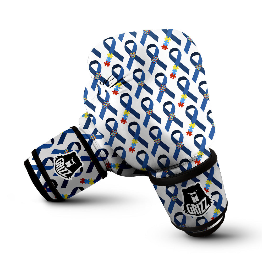 Blue Autism Awarenes Print Pattern Boxing Gloves-grizzshop