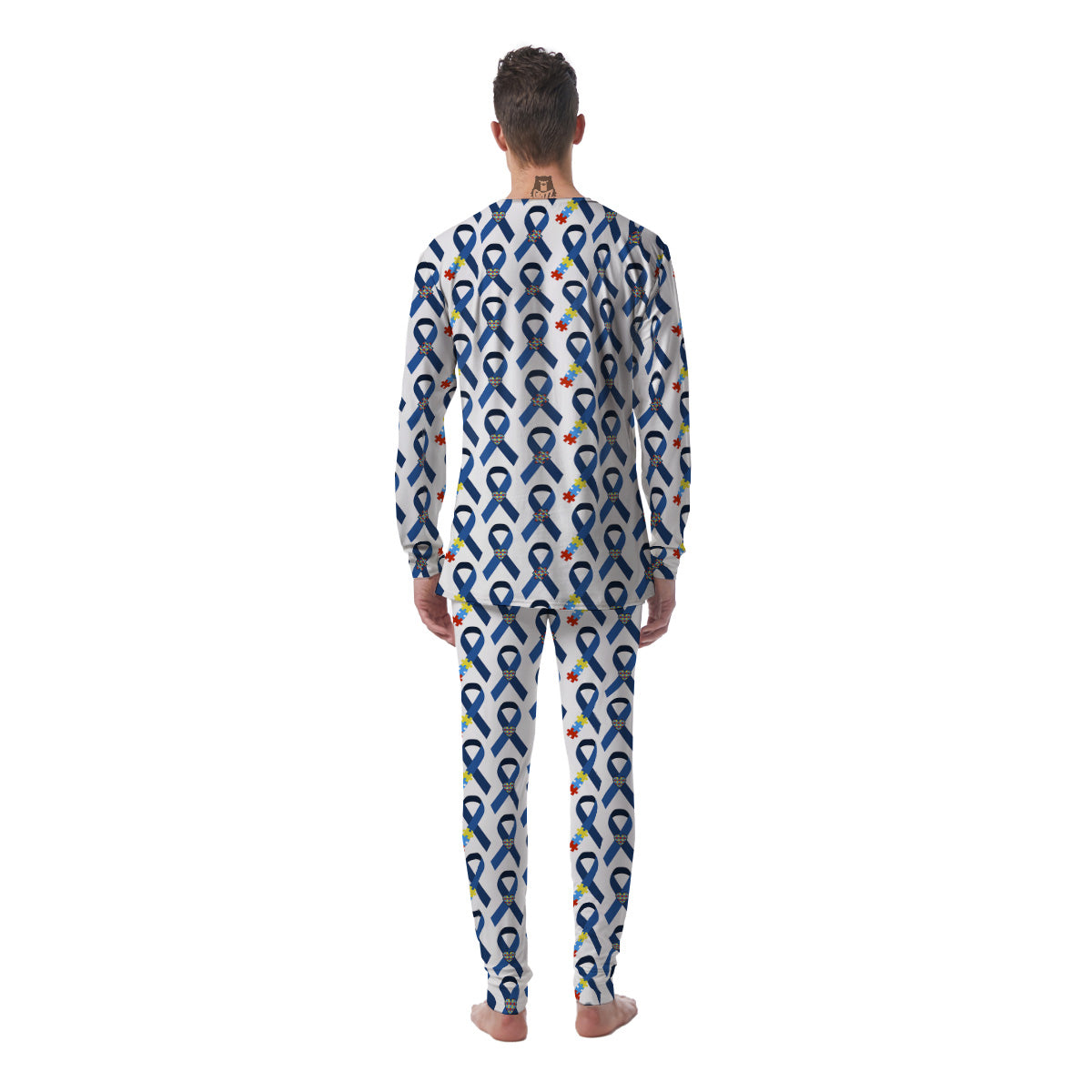 Blue Autism Awarenes Print Pattern Men's Pajamas-grizzshop