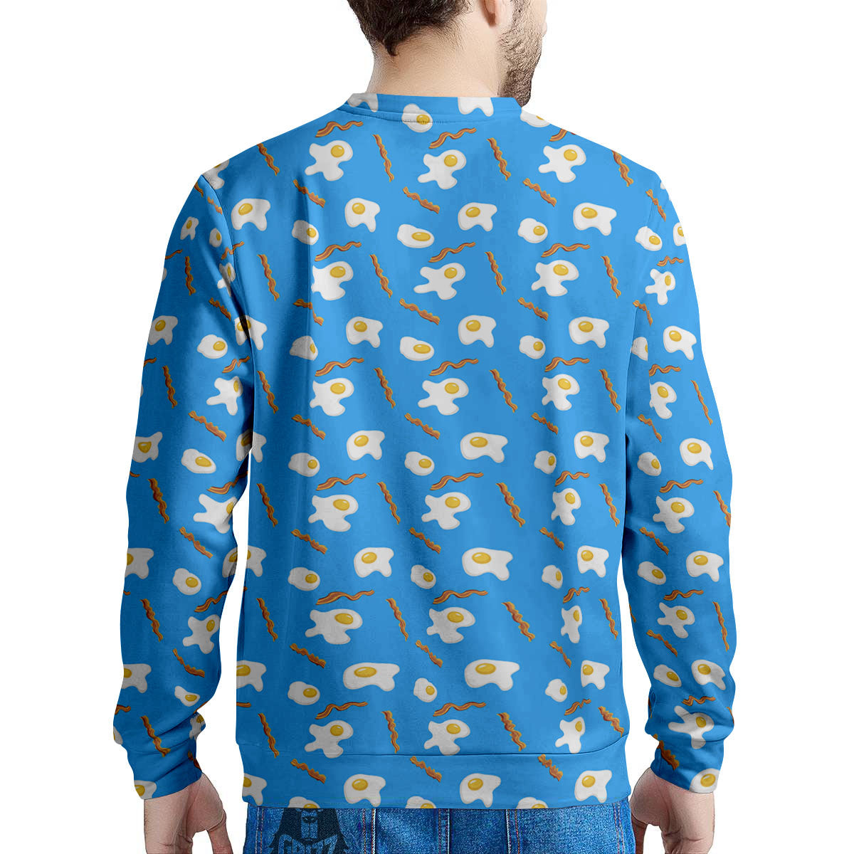 Blue Bacon And Fried Egg Print Pattern Men's Sweatshirt-grizzshop