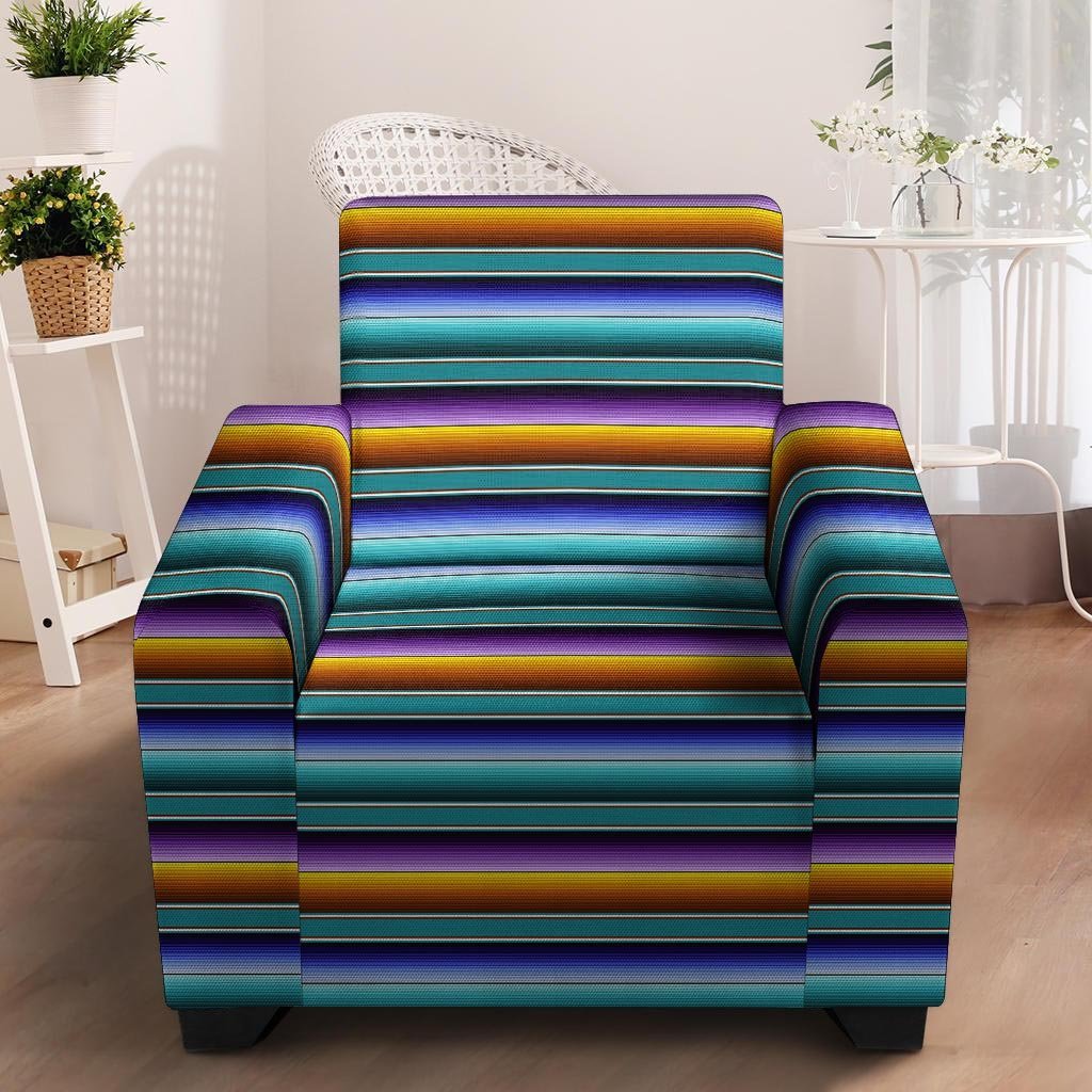 Blue Baja Serape Armchair Cover-grizzshop