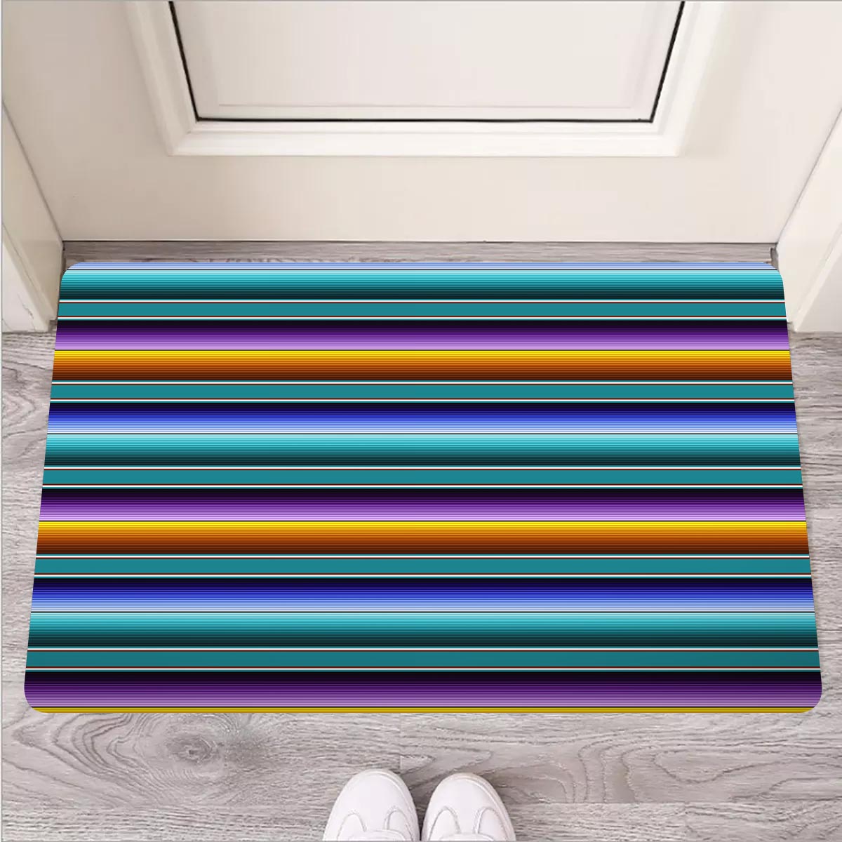 Blue Baja Serape Door Mat-grizzshop