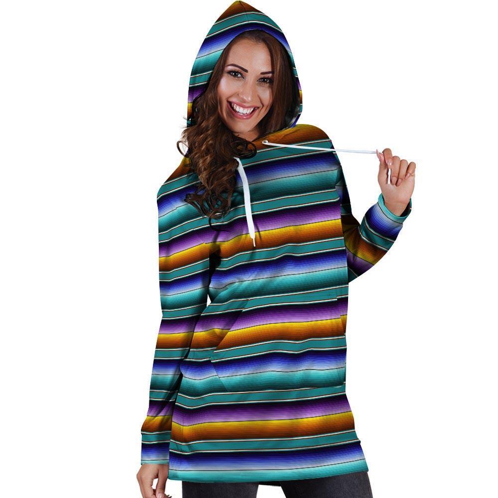 Blue Baja Serape Hoodie Dress-grizzshop