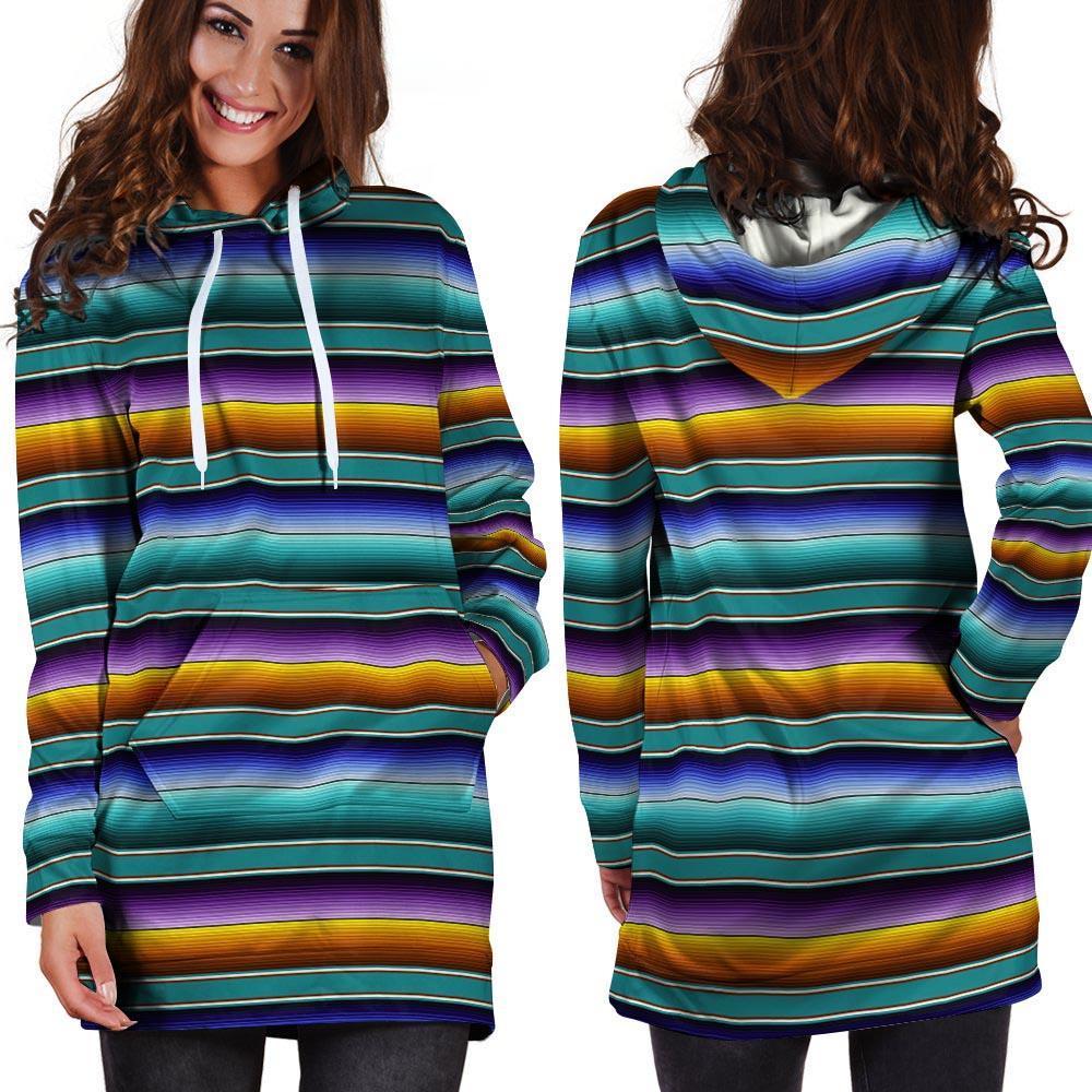 Blue Baja Serape Hoodie Dress-grizzshop