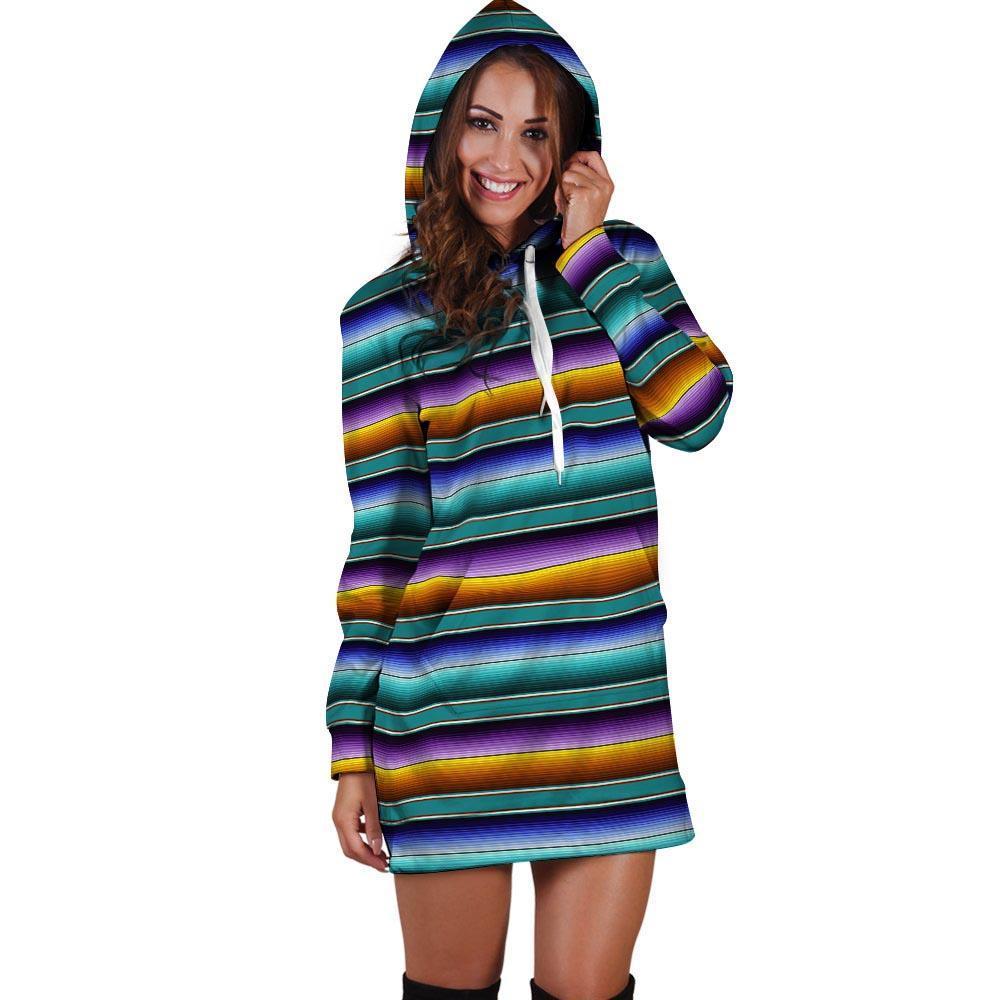 Blue Baja Serape Hoodie Dress-grizzshop