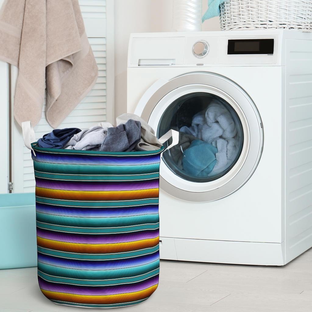 Blue Baja Serape Laundry Basket-grizzshop