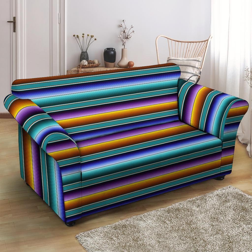 Blue Baja Serape Loveseat Cover-grizzshop