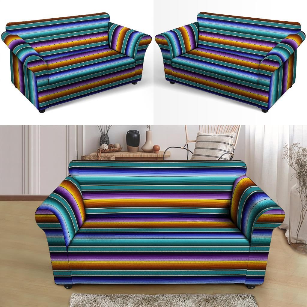 Blue Baja Serape Loveseat Cover-grizzshop