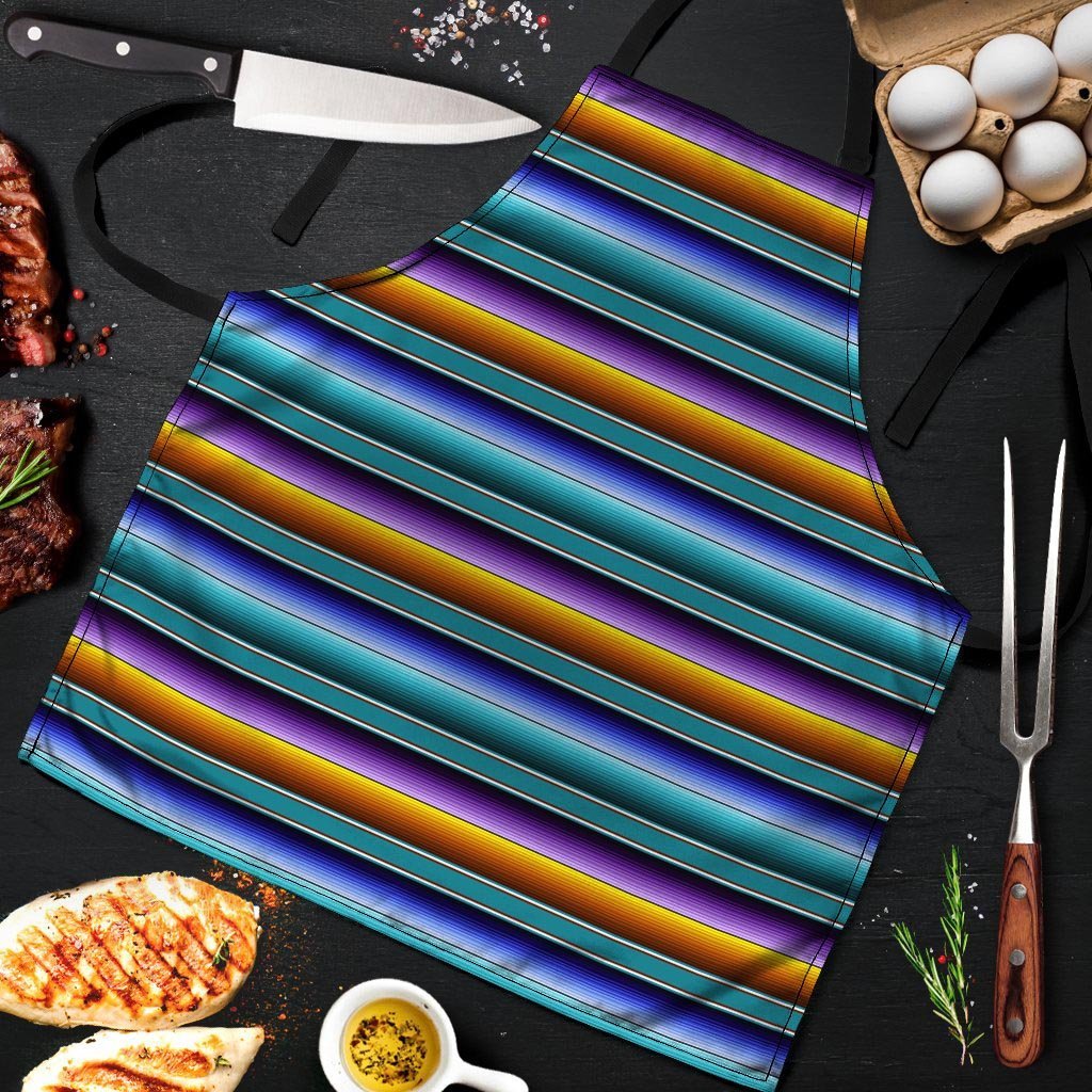 Blue Baja Serape Men's Apron-grizzshop