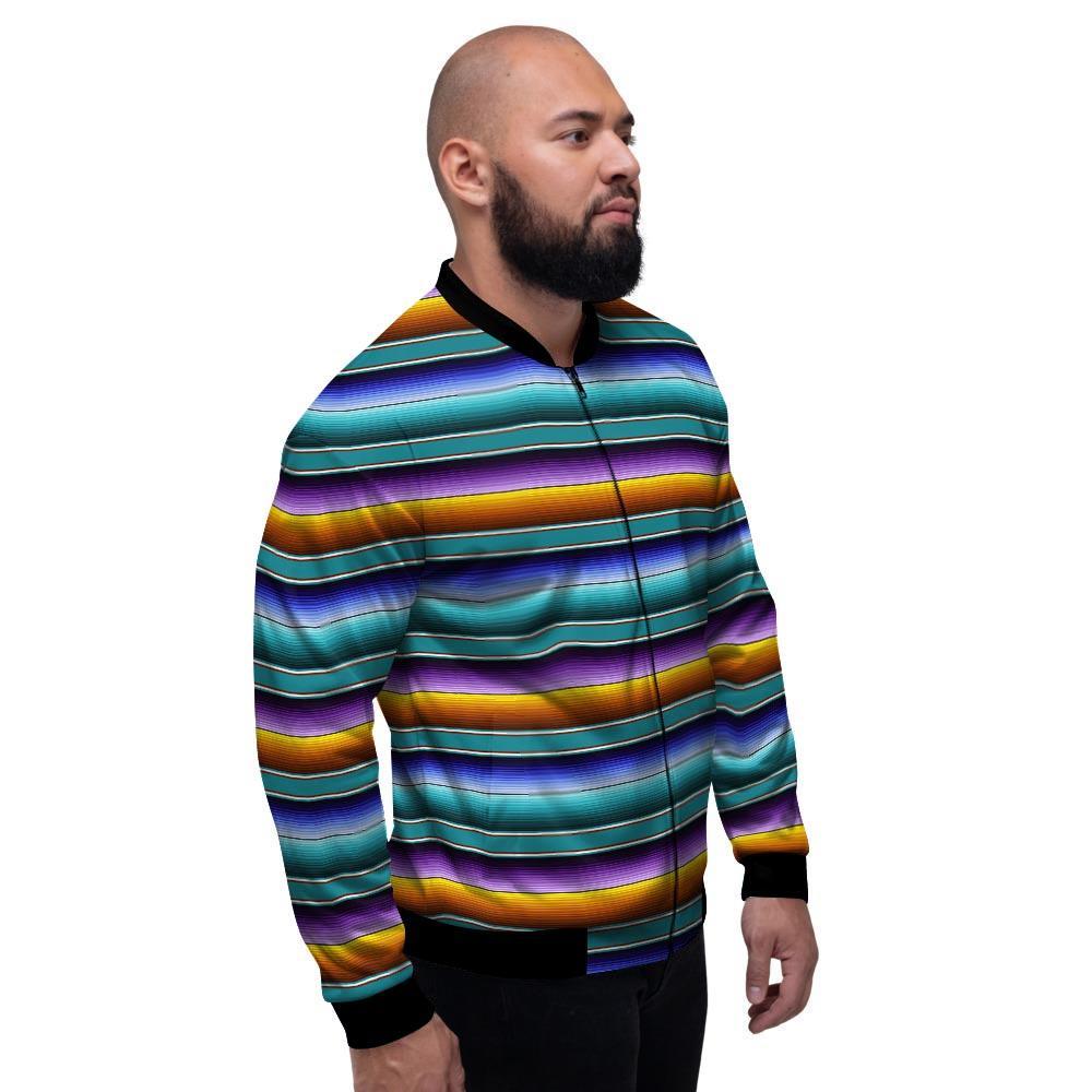 Blue Baja Serape Men's Bomber Jacket-grizzshop